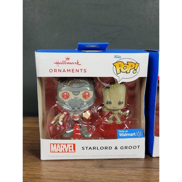 Funko Pop Hallmark Ornaments Starlord & Groot GOLD Chase & Common 4 Pops NEW - Picture 3 of 11